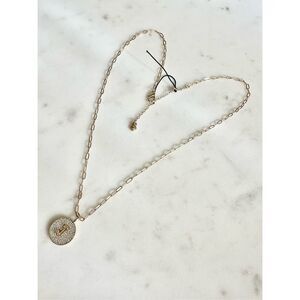 Baublebar J pendant cubic zirconia coin necklace